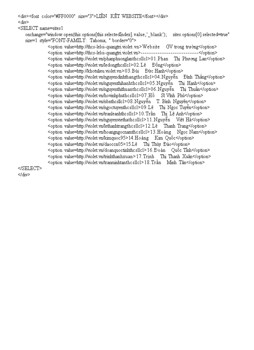 image for page Code liên kết dạng danh sách