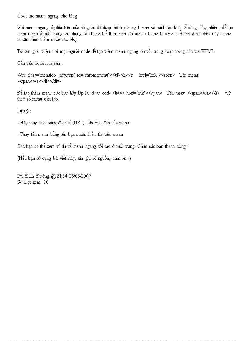 image for page Code tạo menu ngang cuôí trang web