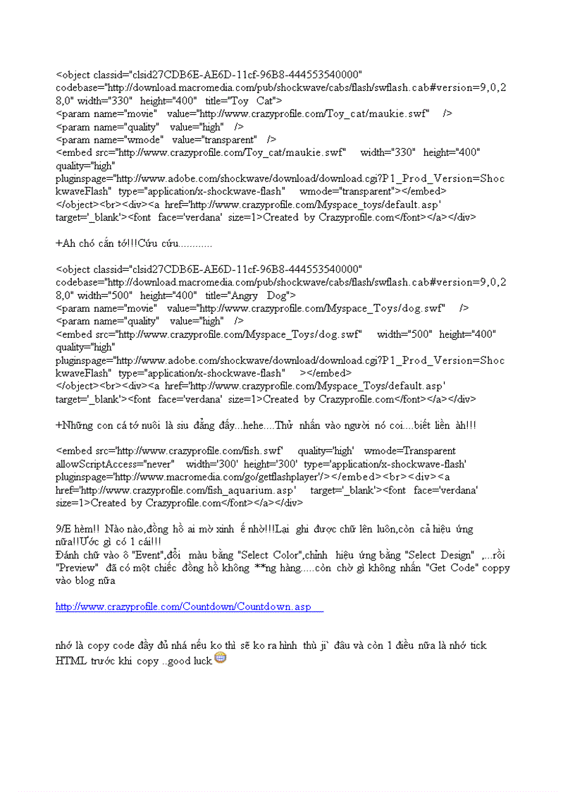 image for page Code trang trí cho website