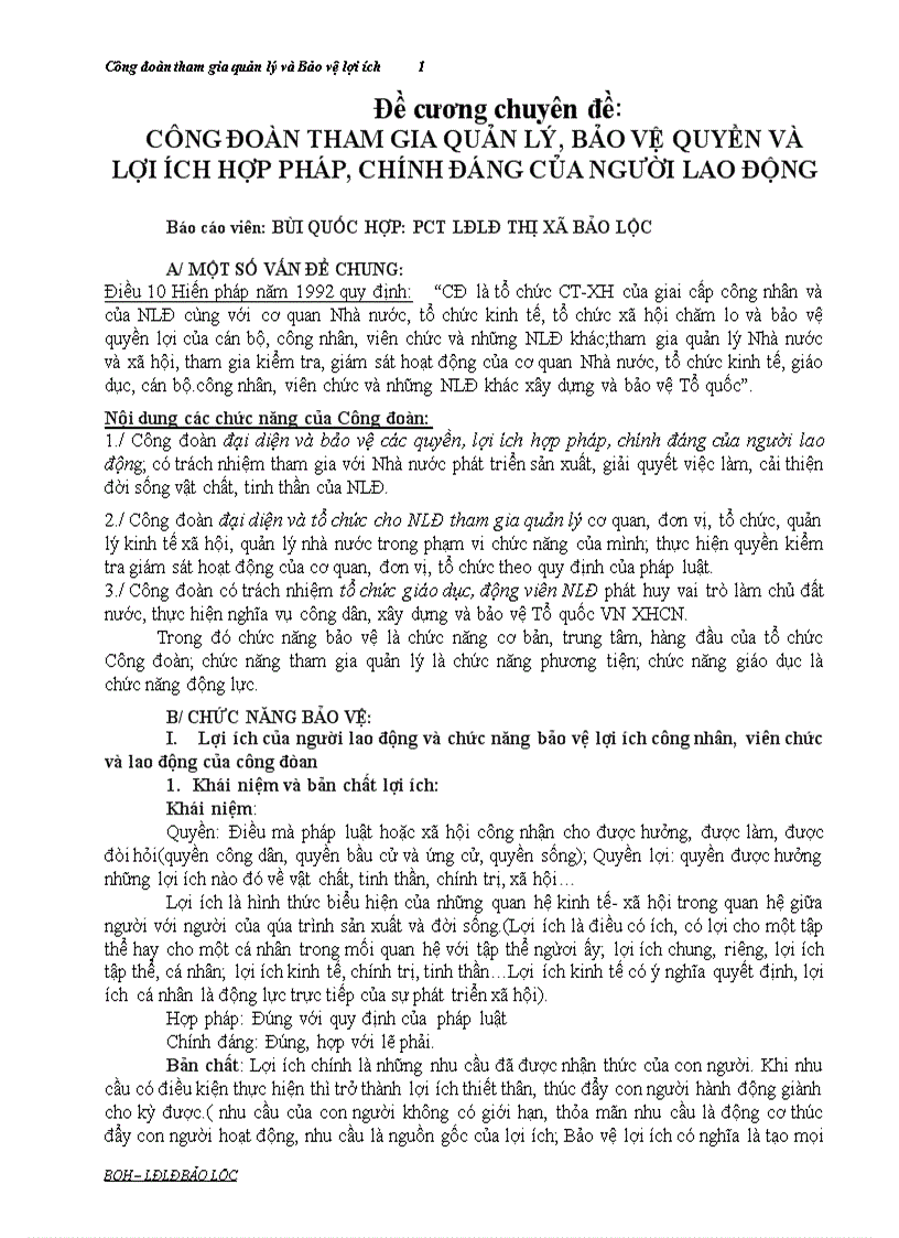 image for page Công đoàn Bảo vệ lợi ích