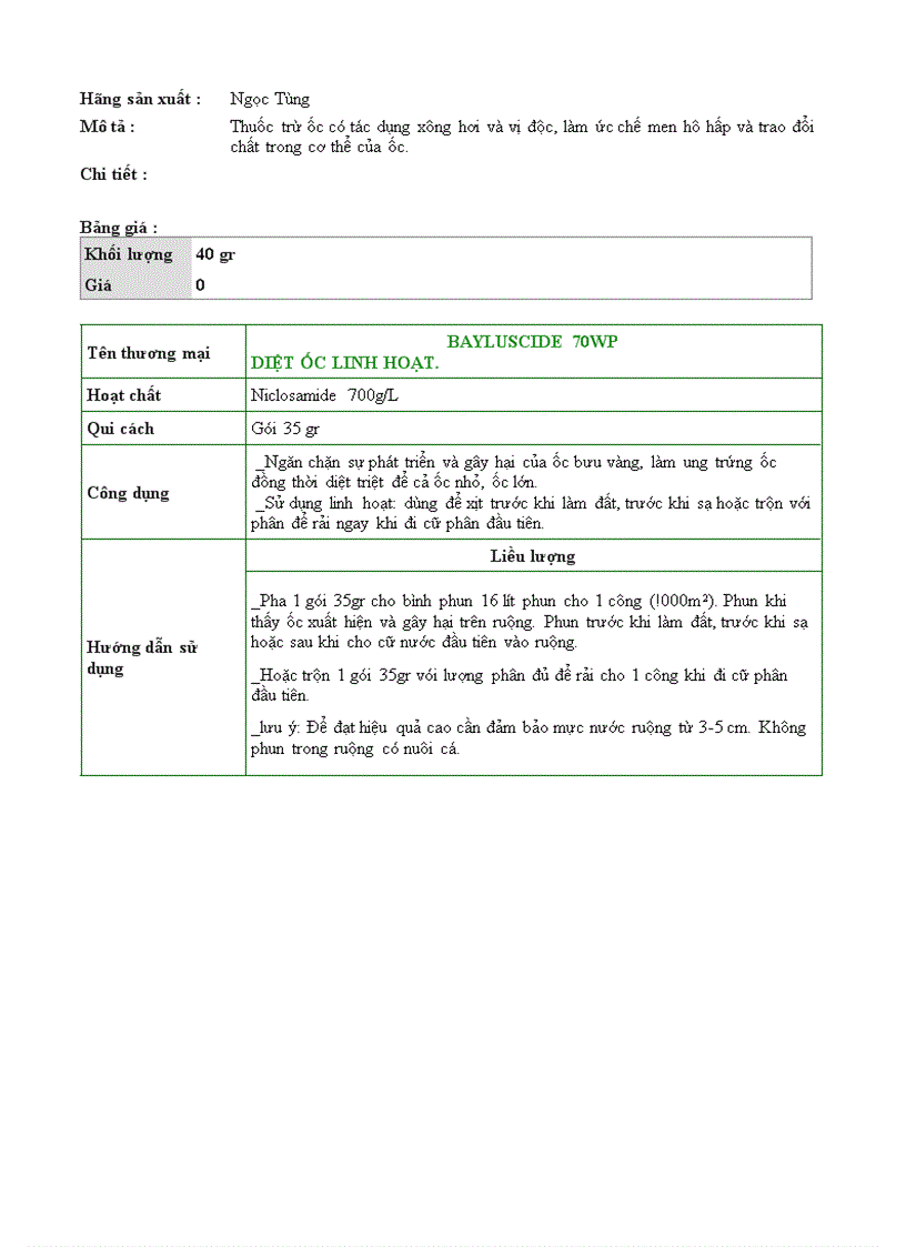 image for page Công dụng liều lượng thuốc BVTV