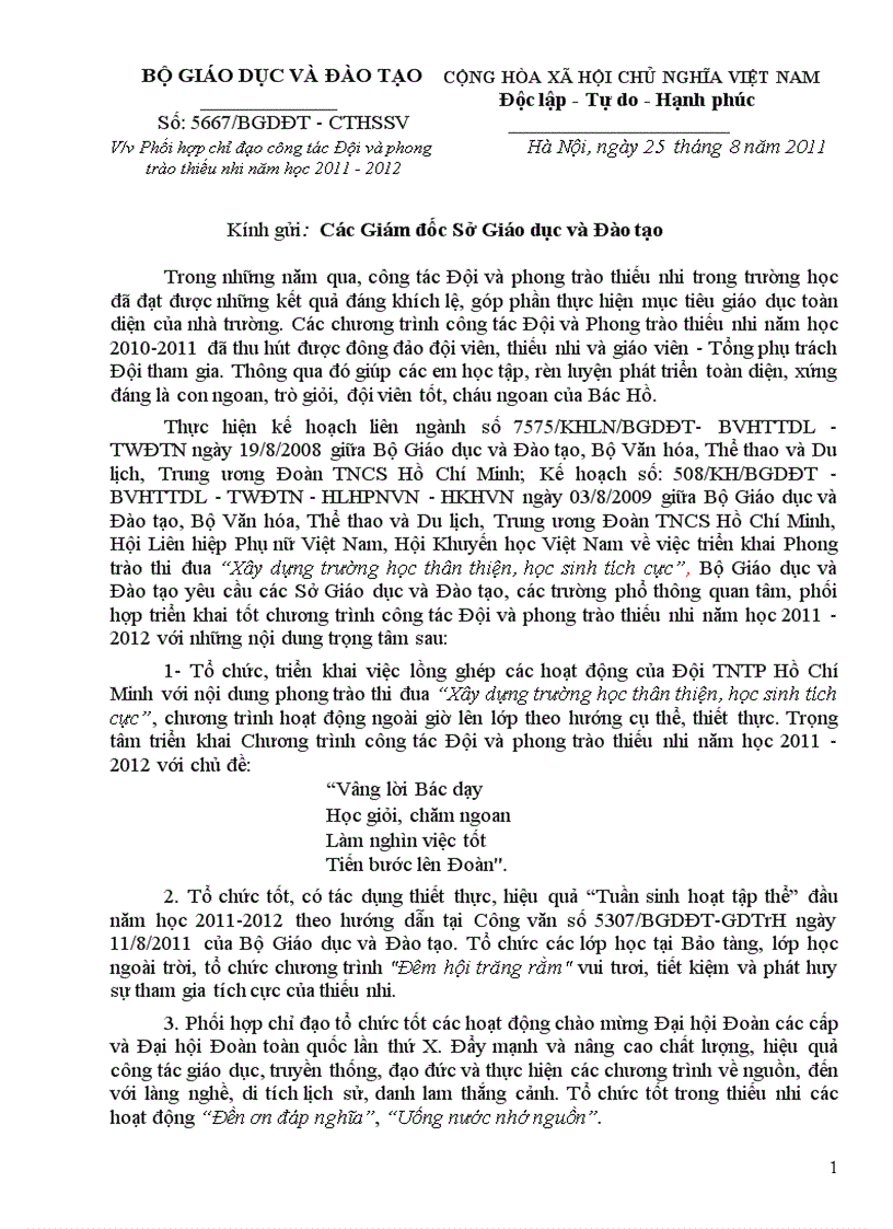 image for page Công tác Đội và phong trào thiếu nhi năm học 2011 2012