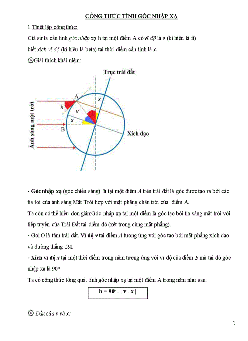 image for page Công thức tính góc nhập xạ