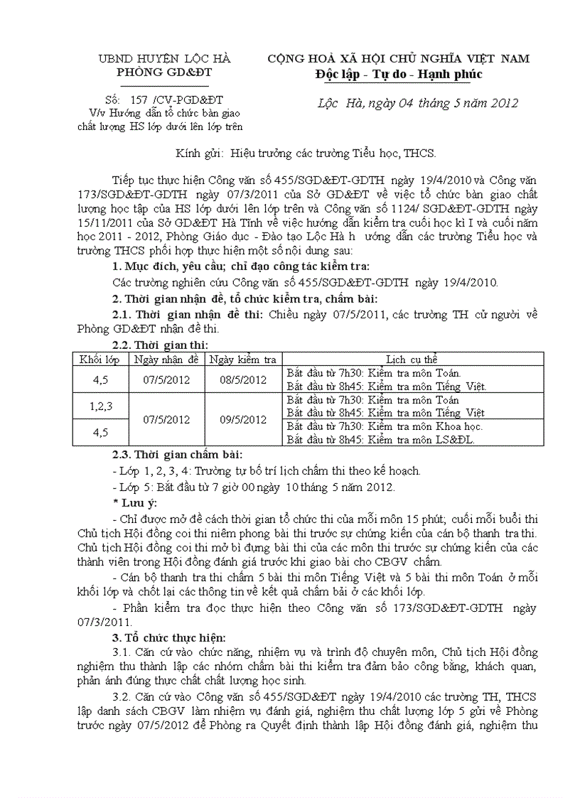 image for page Cong van huong dan ban giao chat luong nam học 2011 2012