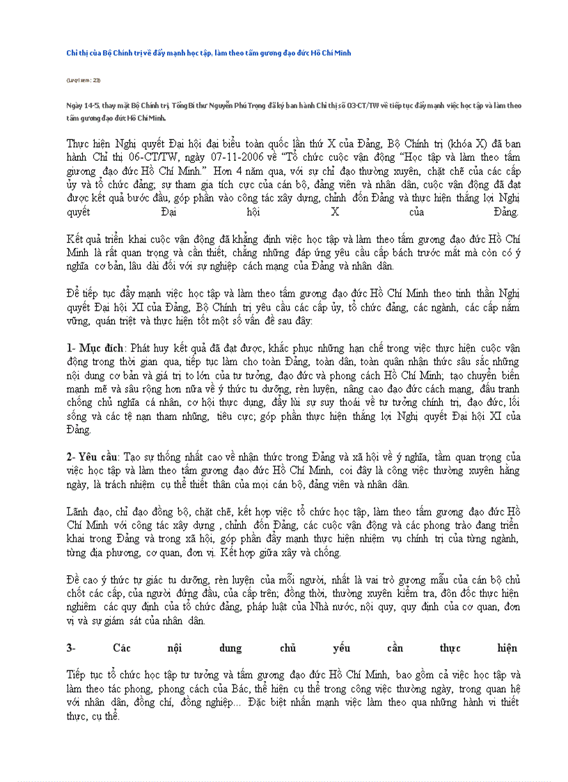 image for page CT 03 Về tiếp tục đẩy mạnh Học tập và làm theo