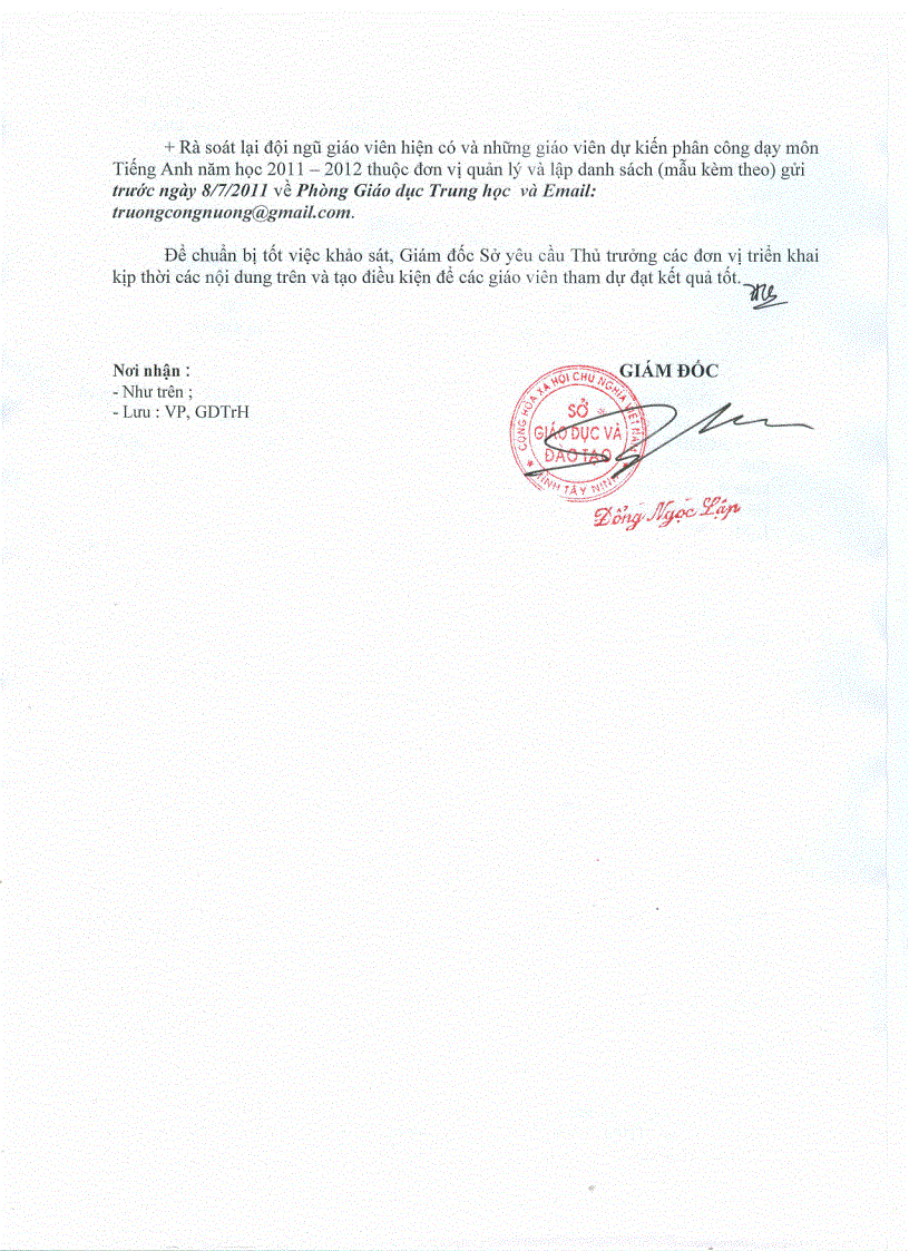 image for page CV khảo sát trình độ tiếng Anh GV THCS và THPT