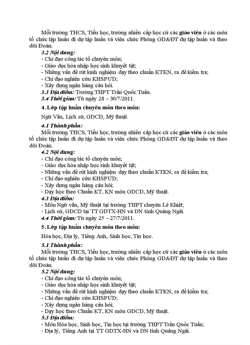 image for page CV tập huấn hè 2011 các môn