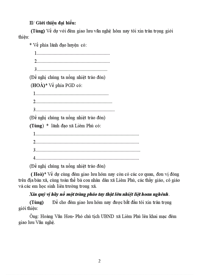 image for page Dẫn chương trình đêm giao lưu văn nghệ