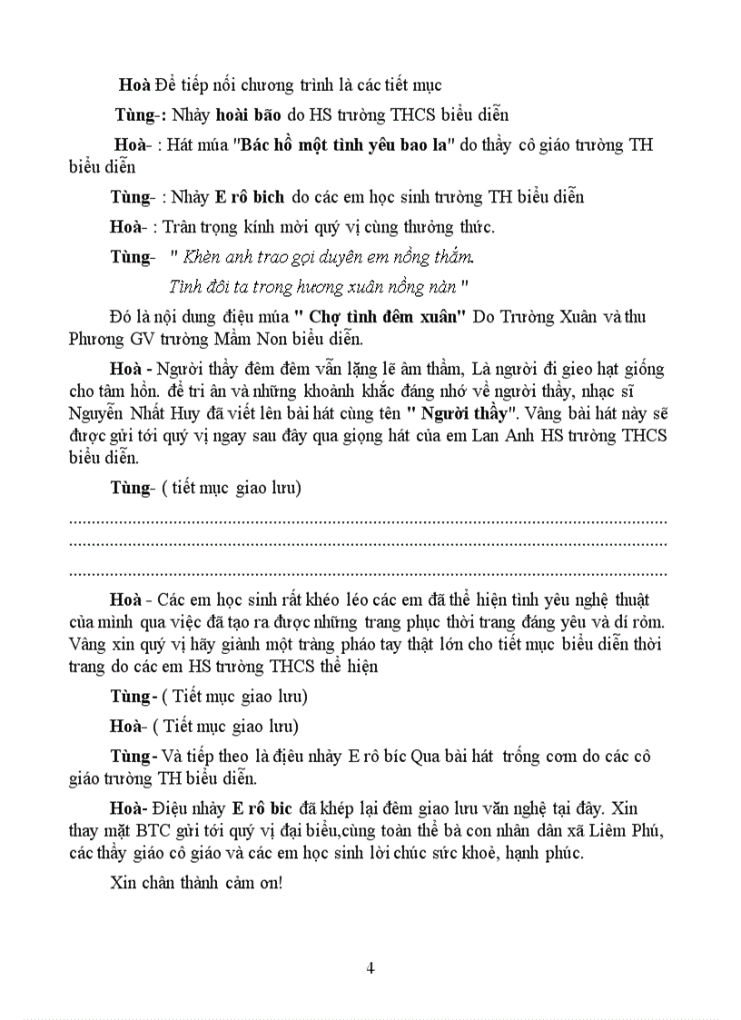 image for page Dẫn chương trình đêm giao lưu văn nghệ