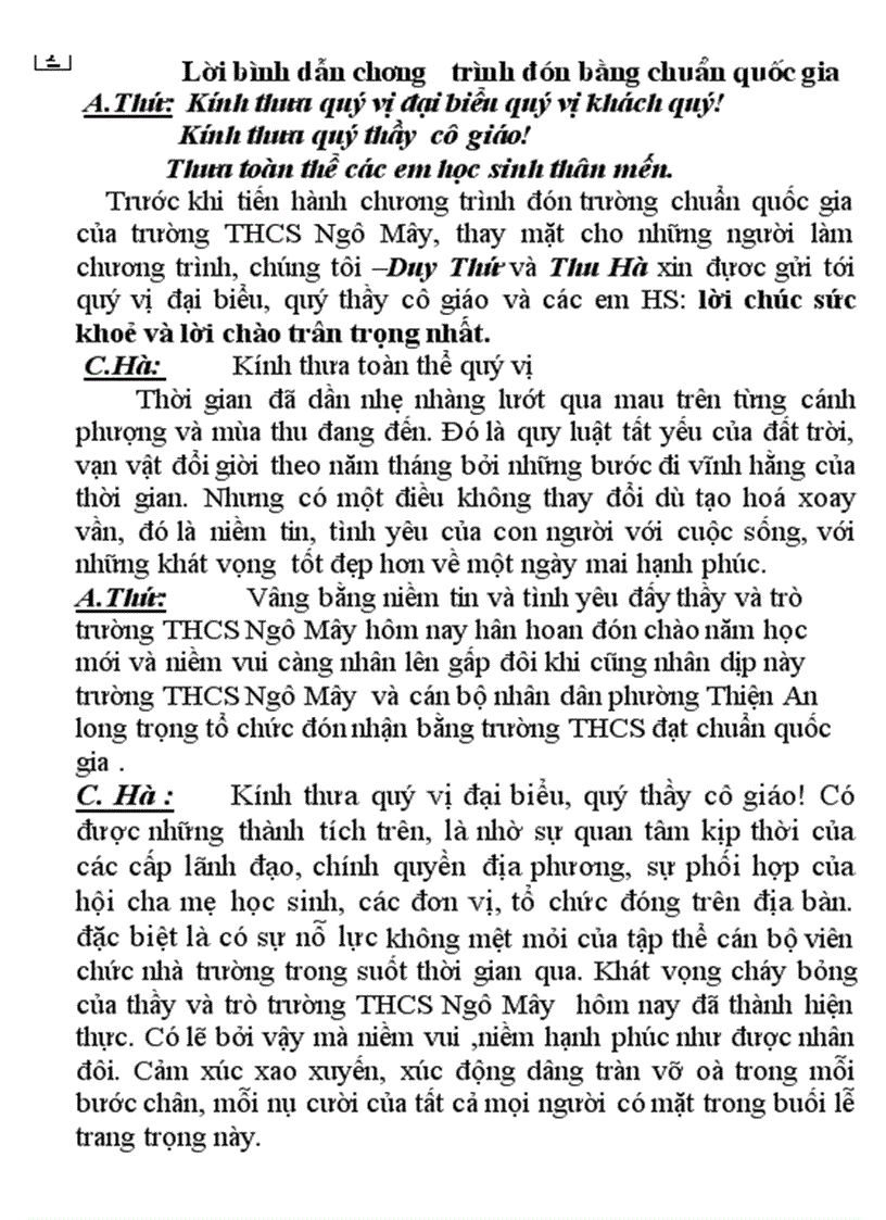 image for page Dẫn chương trình đón trường chuẩn