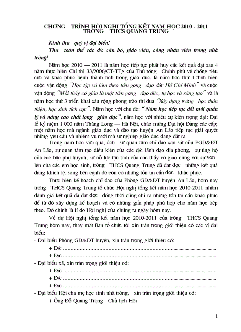 image for page Dẫn chương trình hội nghị tổng kết năm học