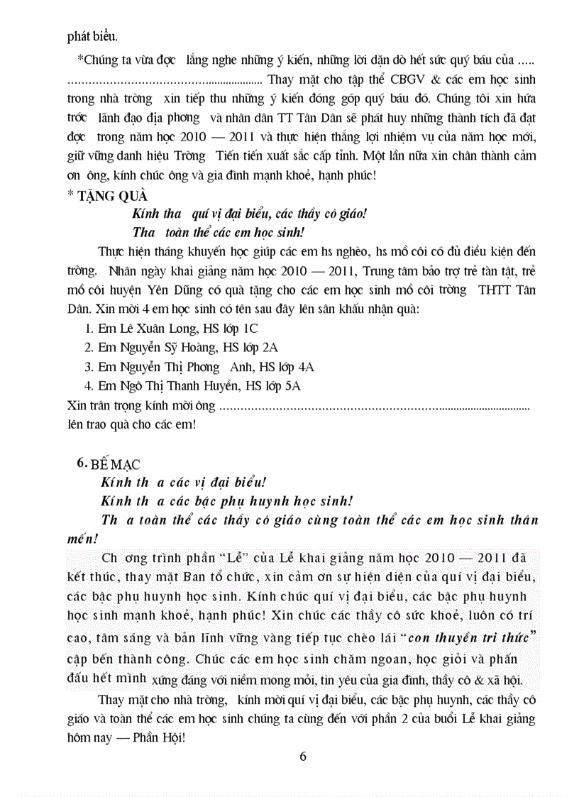 image for page Dẫn chương trình Khai giảng năm học mới