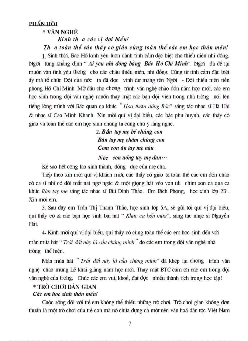 image for page Dẫn chương trình Khai giảng năm học mới