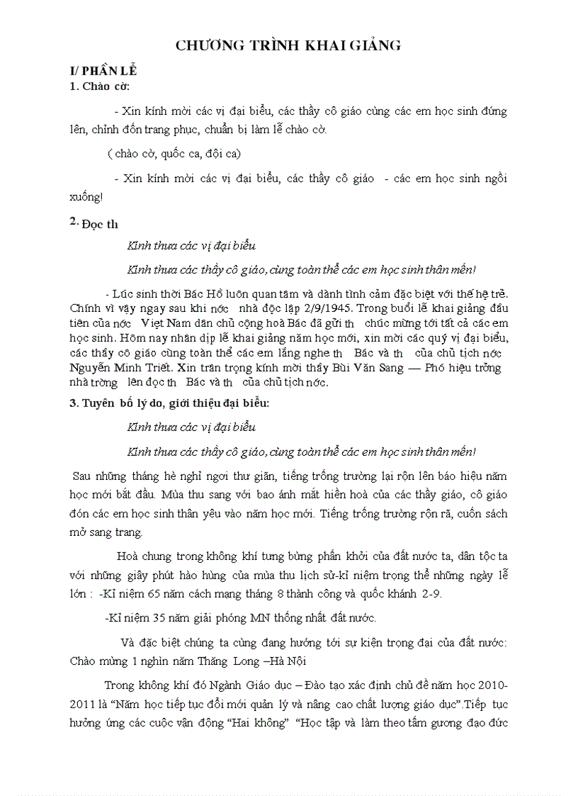 image for page Dan chuong trinh khai giang