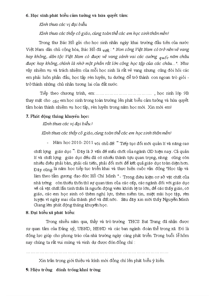 image for page Dan chuong trinh khai giang