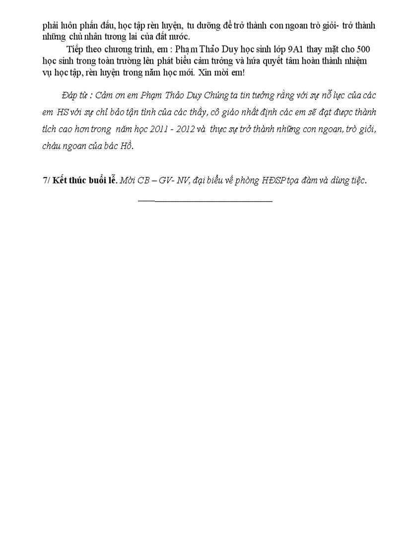 image for page Dẫn chương trình Lễ khai giảng