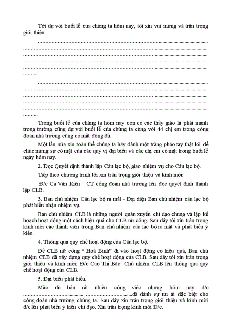 image for page Dẫn chương trinh ra mắt CLB nữ công