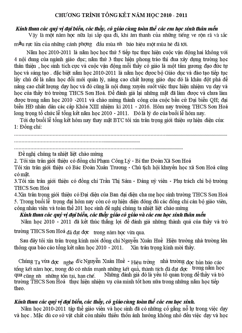 image for page Dẫn chương trình Tkết năm học 2010 2011