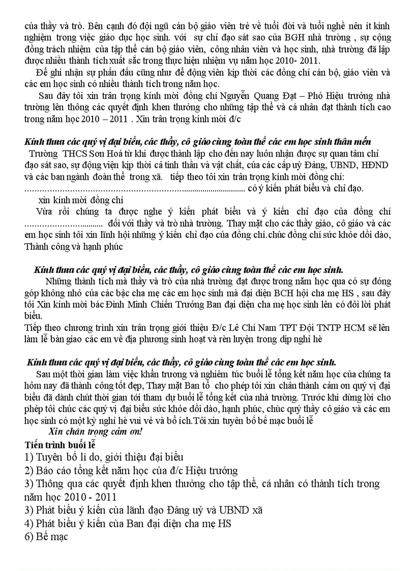 image for page Dẫn chương trình Tkết năm học 2010 2011