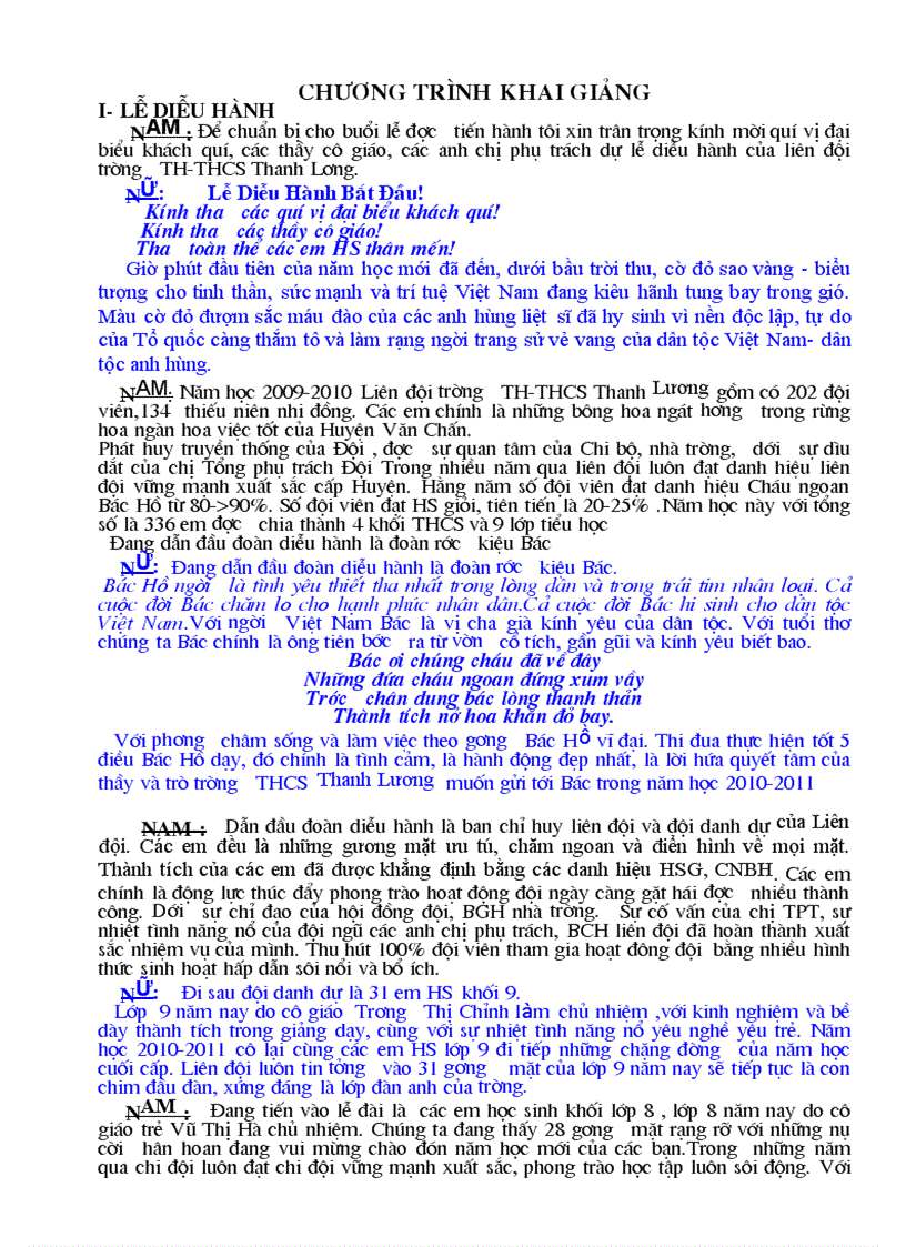 image for page Dẫn CT lễ Khai giảng