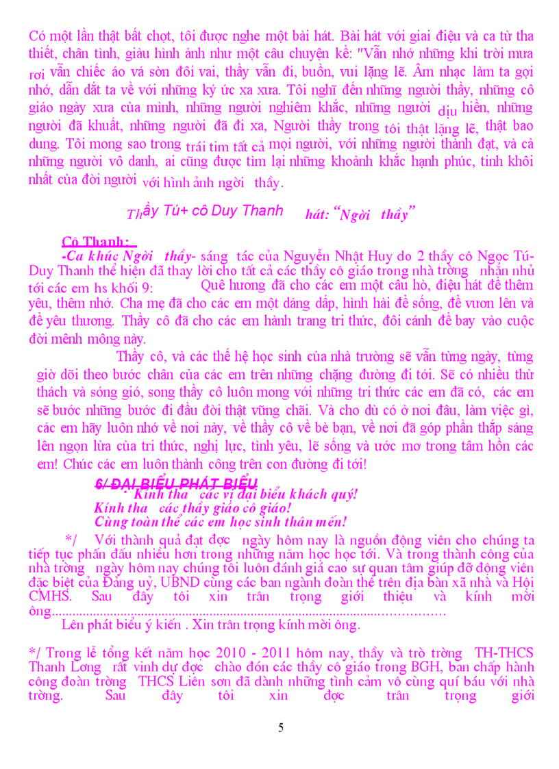 image for page Dẫn CT Lễ tổng kết năm học