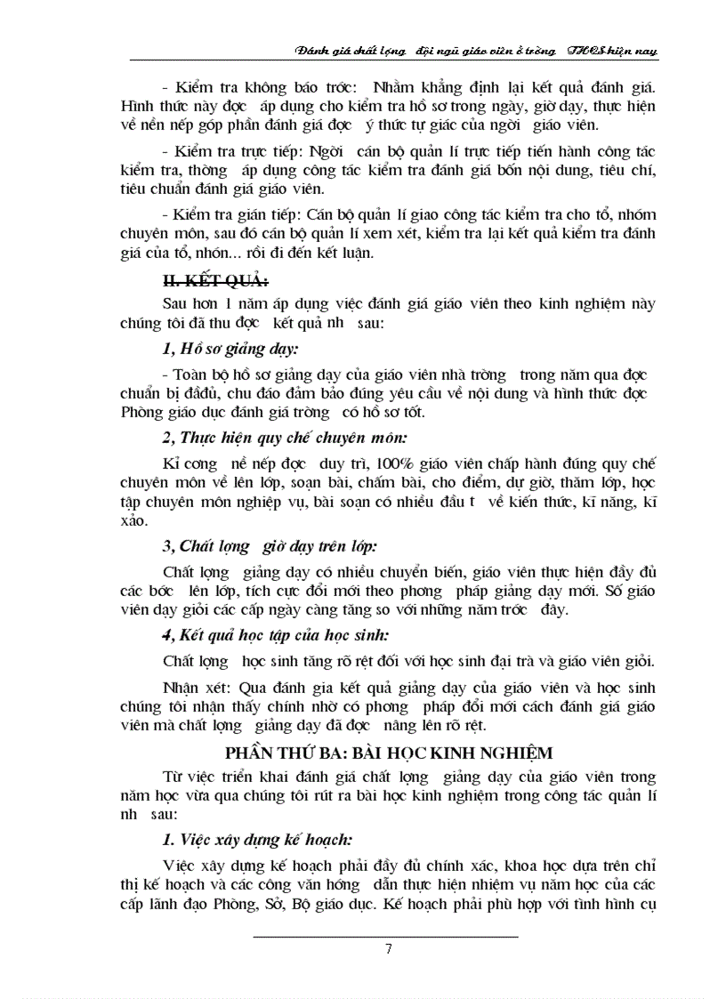 image for page Đánh giá chất lượng đội ngũ GV ở THCS