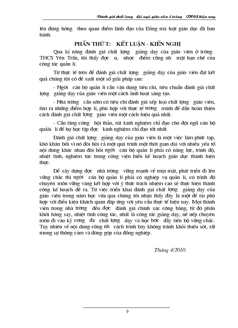 image for page Đánh giá chất lượng đội ngũ GV ở THCS