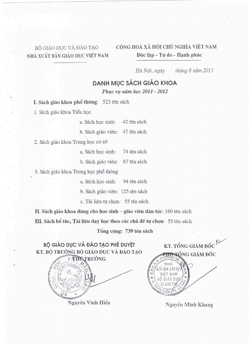 image for page Danh mục SGK