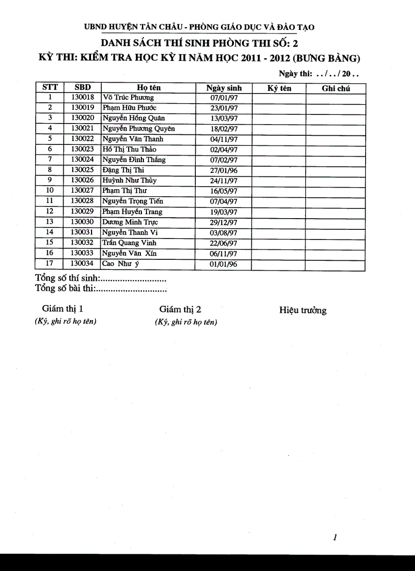 image for page Danh sách hs dự thi HKII Bưng Bàng