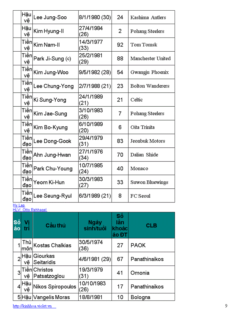 image for page Danh sách tham dự world cup 2010 của 32 đội