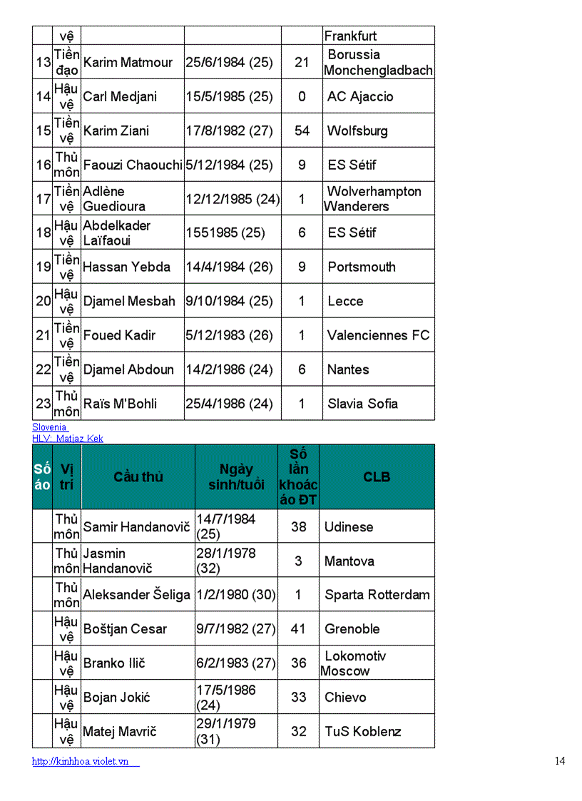 image for page Danh sách tham dự world cup 2010 của 32 đội