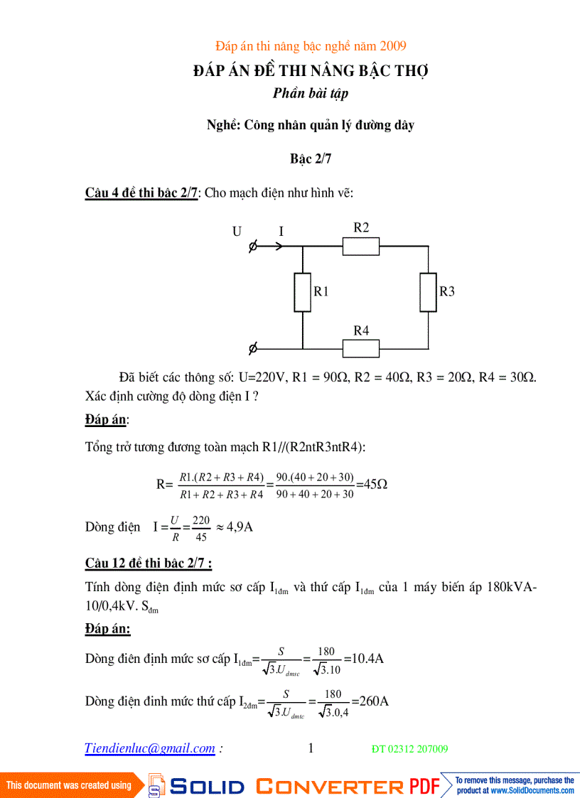 image for page Dap an bai tap thi nang bac nghe dien
