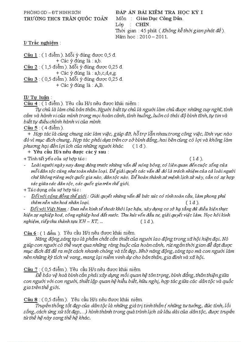 image for page Đáp án bài thi gdcd hki 2010 2011