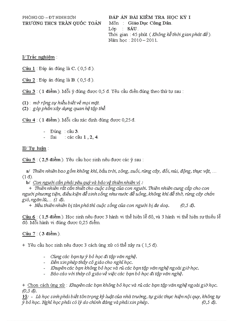 image for page Đáp án bài thi gdcd hki 2010 2011