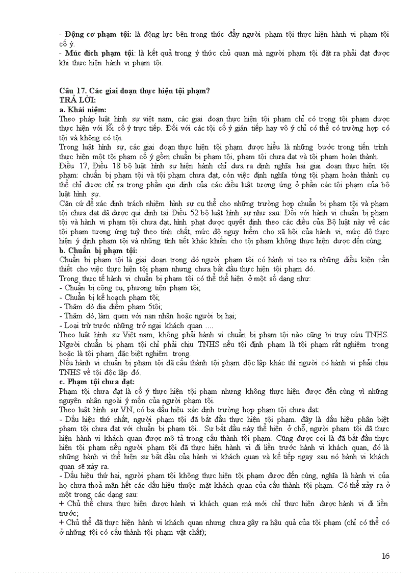 image for page Đáp án câu hỏi ôn thi môn luật hình sự