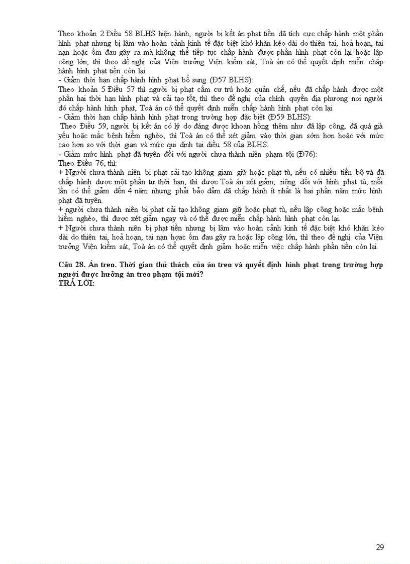 image for page Đáp án câu hỏi ôn thi môn luật hình sự