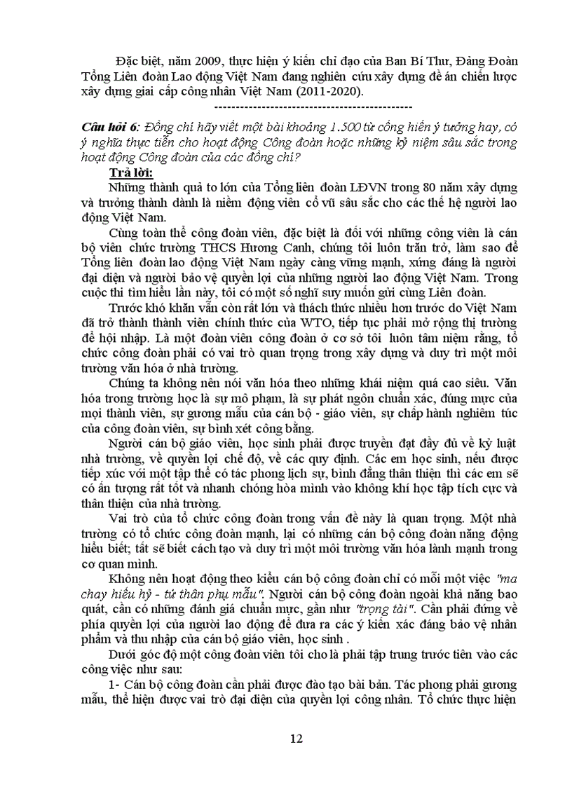 image for page Đáp Án Tìm Hiểu Công Đoàn Có Câu 6