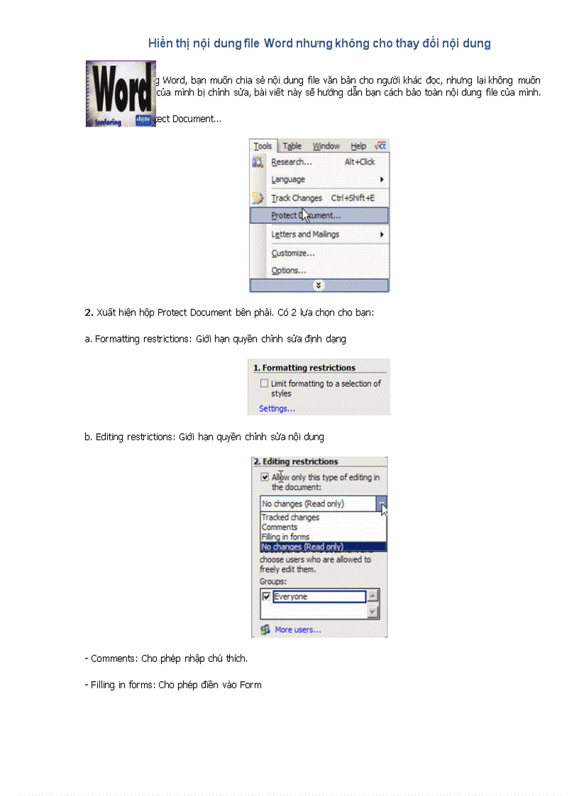 image for page Đặt mật khẩu và xóa mật khẩu trong Word
