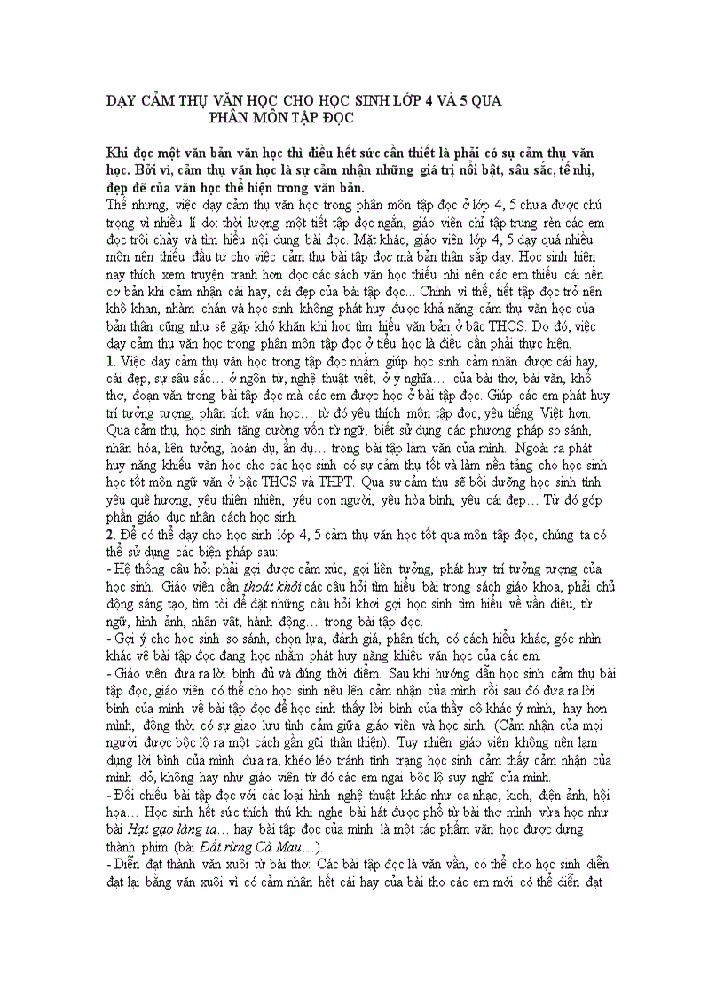 image for page Dạy cam thu van hoc cho hoc sinh lop 4 5 qua phan mon tap doc