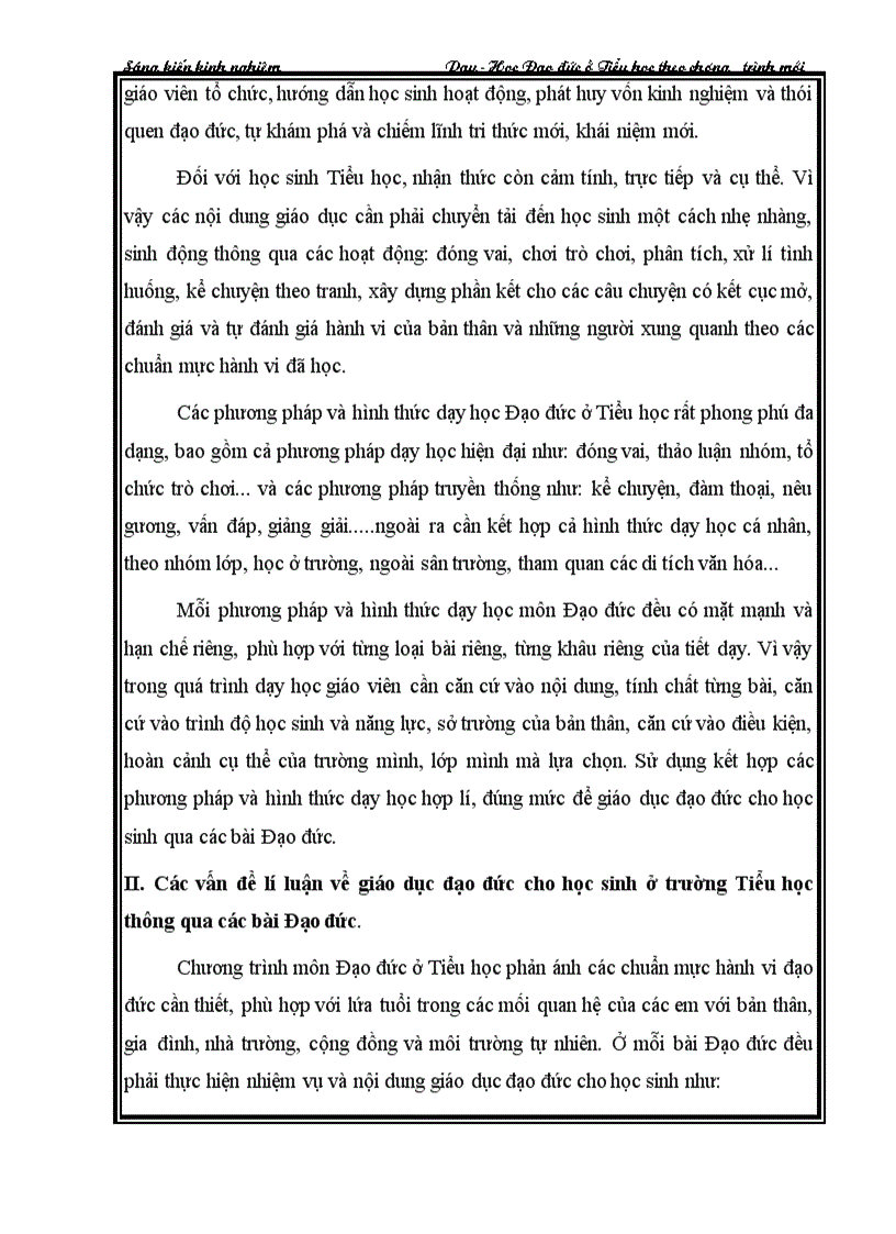 image for page Dạy học theo học đạo đức theo chương trình mới