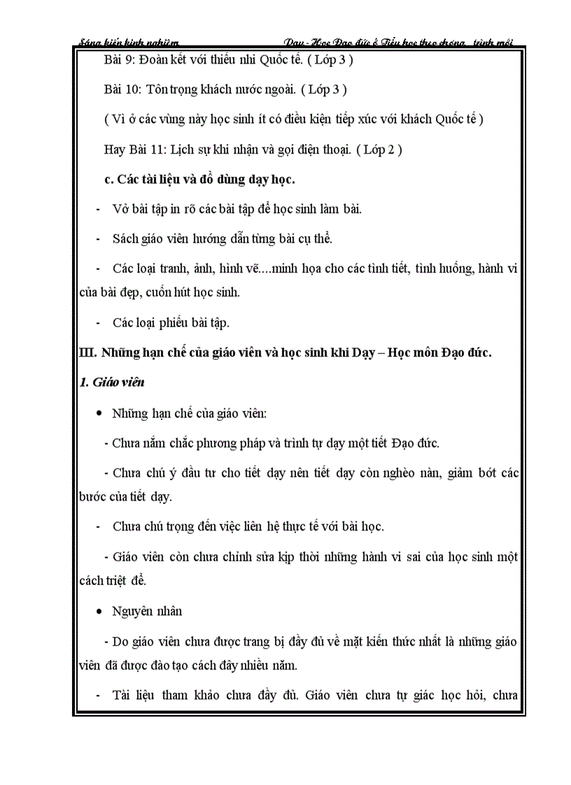 image for page Dạy học theo học đạo đức theo chương trình mới
