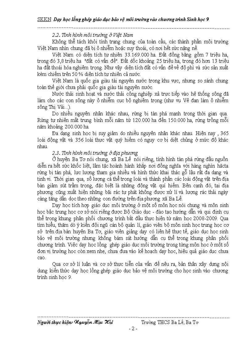 image for page Dạy học tích hợp lồng ghép GDBVMT vào Sinh học 9