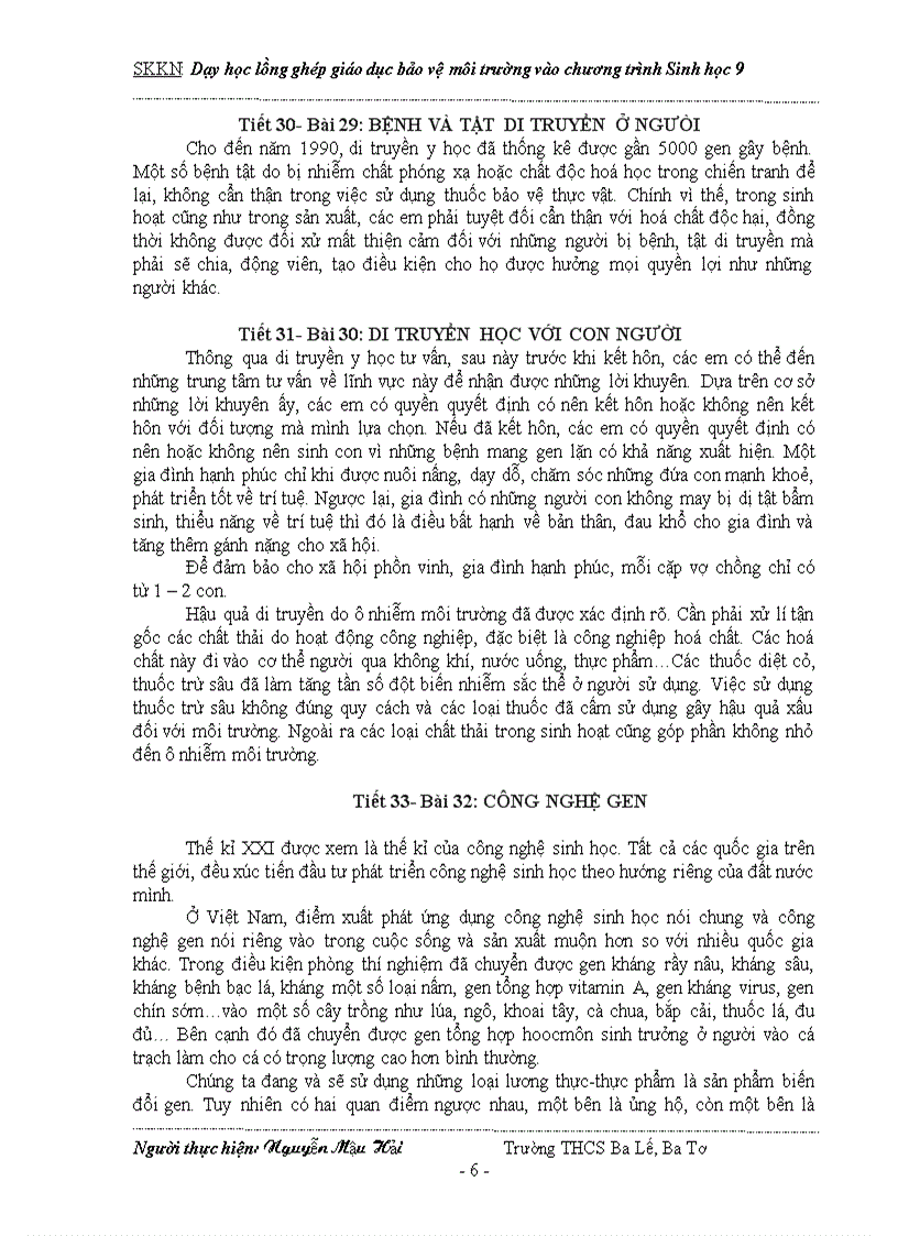 image for page Dạy học tích hợp lồng ghép GDBVMT vào Sinh học 9