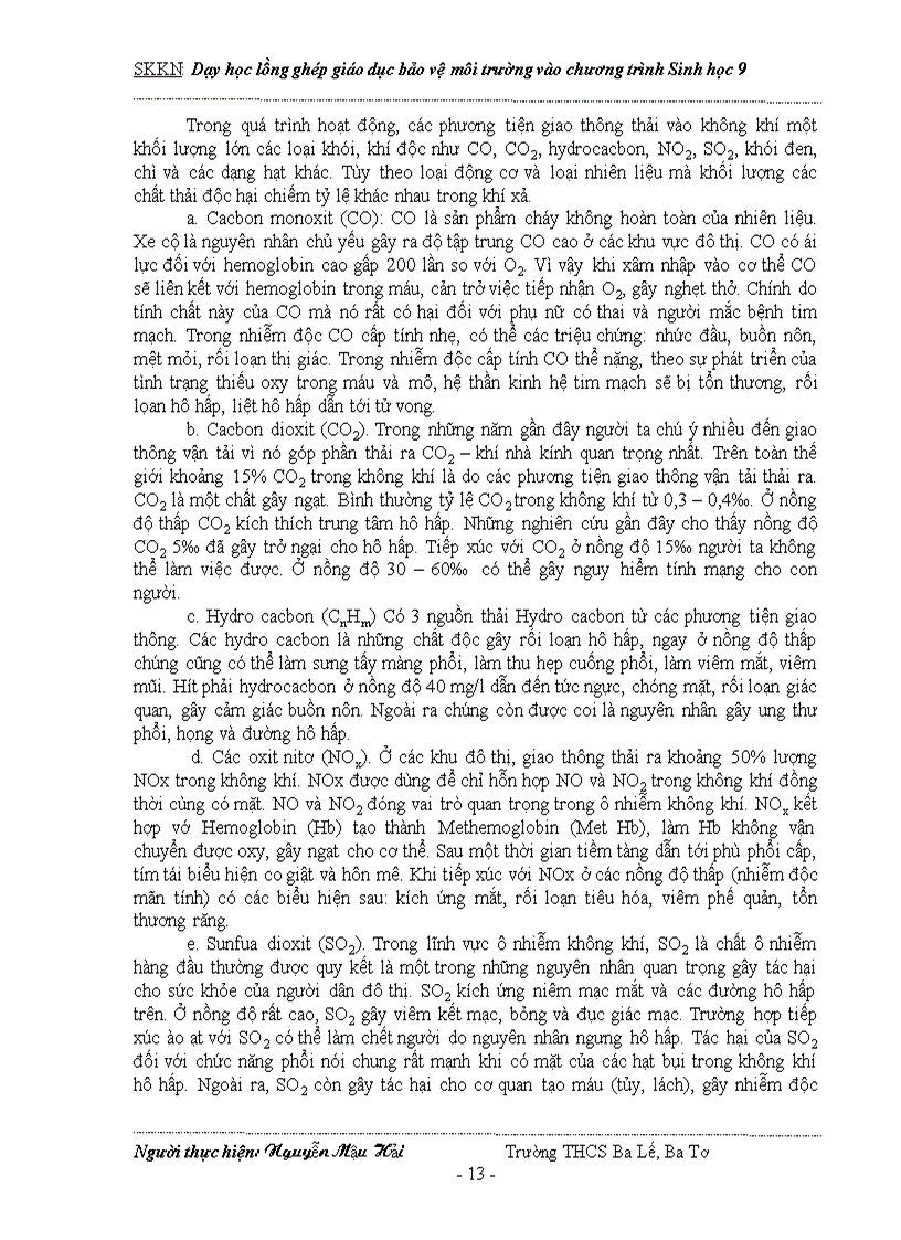 image for page Dạy học tích hợp lồng ghép GDBVMT vào Sinh học 9