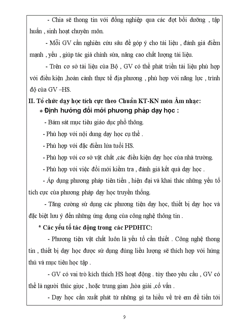 image for page Dạy học và Kiểm tra đánh giá theo chuẩn kiến thức KN KT môn Nhạc THCS