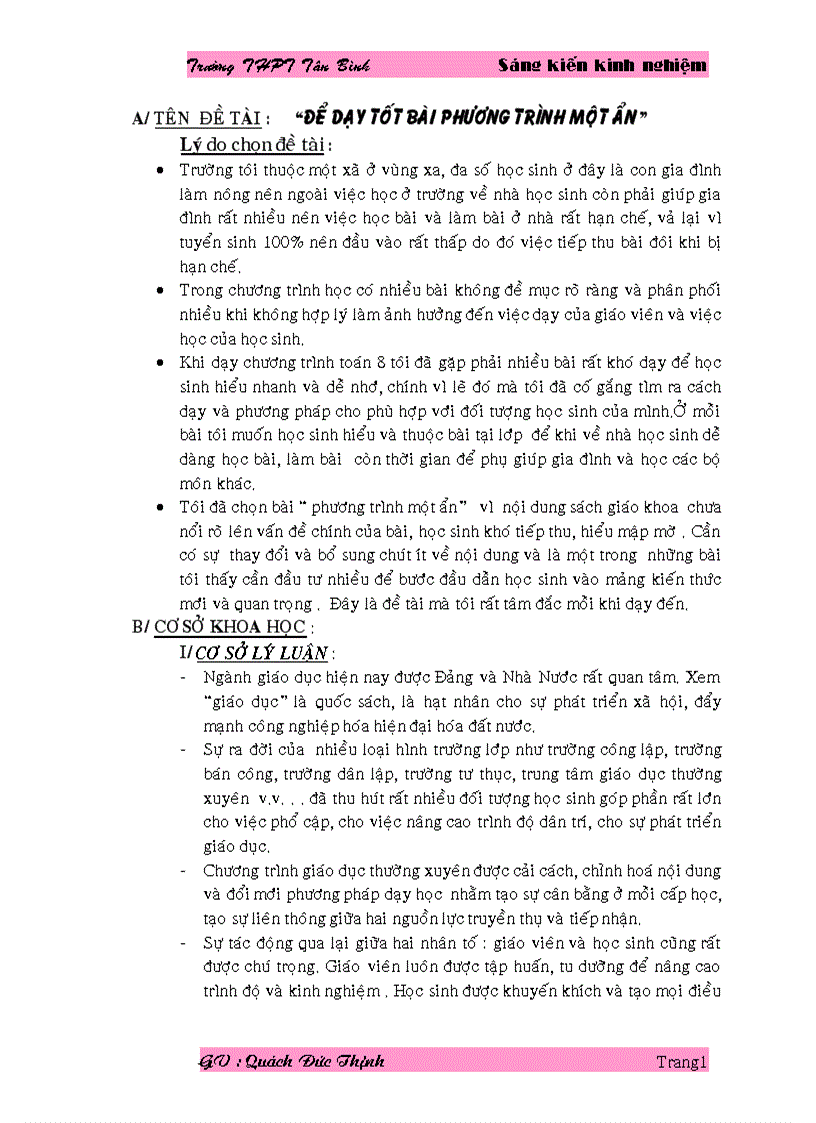 image for page Dạy tốt bài phương trình một ẩn