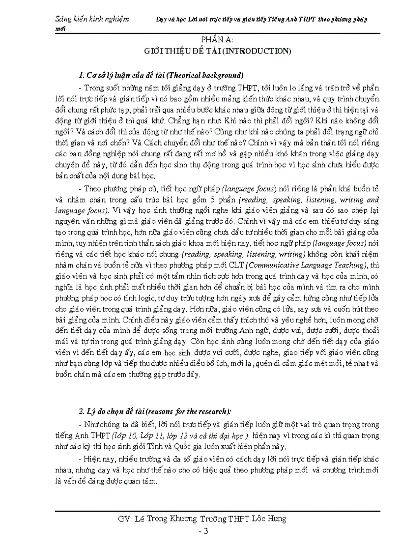 image for page Dạy và học lời nói trực tiếp và gián tiếp tiếng anh theo phương pháp mới