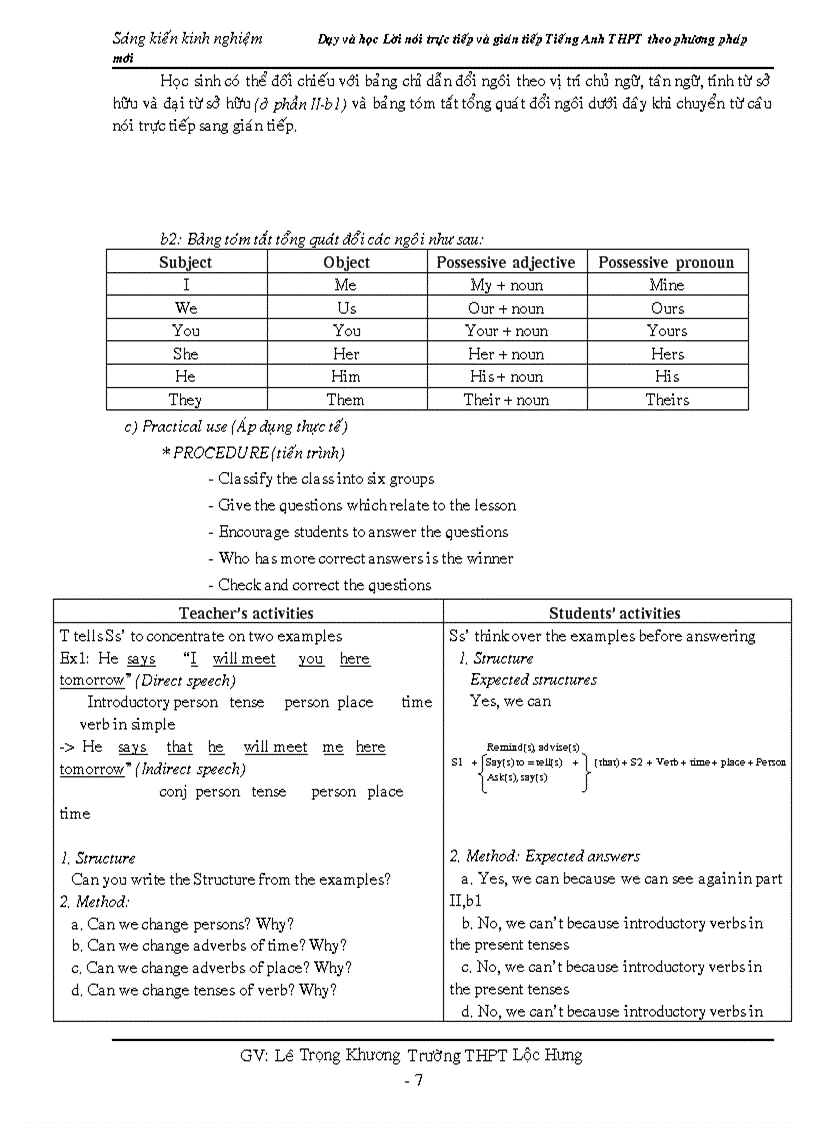 image for page Dạy và học lời nói trực tiếp và gián tiếp tiếng anh theo phương pháp mới