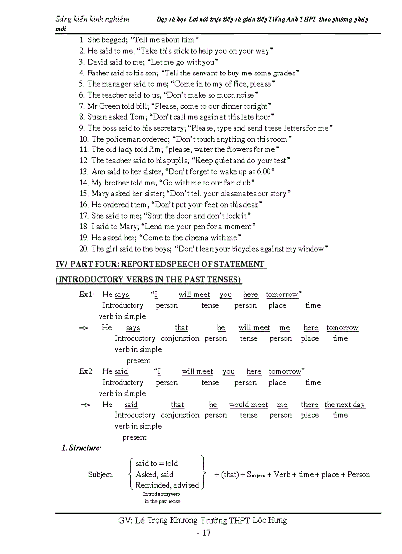 image for page Dạy và học lời nói trực tiếp và gián tiếp tiếng anh theo phương pháp mới