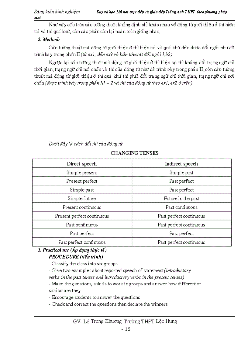 image for page Dạy và học lời nói trực tiếp và gián tiếp tiếng anh theo phương pháp mới